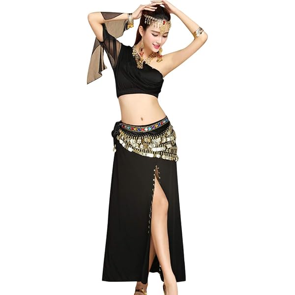 Costume De Danse Du Ventre Femme Avec Paillettes Et Volants - Ensemble Jupe Et Top, Plusieurs Packs