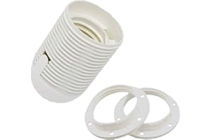 CHRISTOPH PALME LEUCHTEN Fassung E27 Thermoplast Weiß mit Gewindemantel und Aufsteckkappe M10x1 + 2x Schraubring Lampen-Fassung steckbar SET