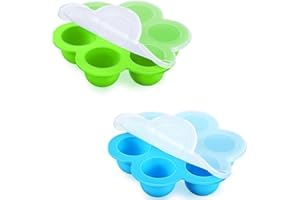 KEWUF Lot de 2 plateaux de congélation pour bébé avec couvercles, récipient de stockage en silicone pour aliments faits maison pour bébé, fruits, purées et lait maternel