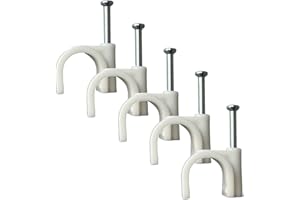 TR CABLE 100 x 16mm Blanco Clips Rondos de cable de pared, Clavos de pared de cable Maneja el cable eléctrico CAT5/CAT6,RG6,RG59,RJ45 Cable en Hogar, Oficina, Accesorios de escritorio