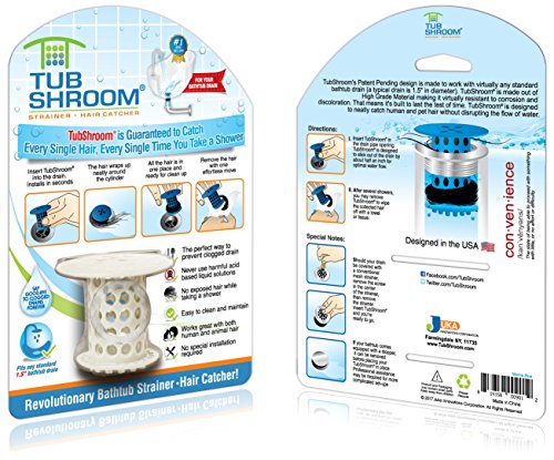 TubShroom Der Revolutionäre Badewannenabflussschützer Haarfänger/Haarsieb/Haarfalle, Weiß - 2
