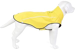 Mile High Life | Imperméable pour Chien | Vêtements Ajustables imperméables pour Animaux de Compagnie | Veste de Pluie légère avec Bande réfléchissante (Jaune, L)