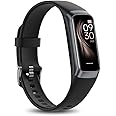 Health and Fitness Tracker, with 1.1" AMOLED Color Display Smart Watch, 24/7Heart Rate Monitor, Indoor Outdoor Tracking, Sleep Monitor, 3 ATM Waterproof Step Counter Watch for Women Men (Black)