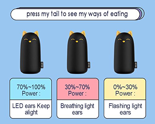 EMIE Cute Kitten Entwurf 10000mAh hohe Kapazität Externer Akku Portable Akku Ladegerät 5V 2.1A Schnell WiederaufladbarUSB Ladegerät Pack für iPhone 6/5/4, iPad, iPod, Samsung, Smartphones, Tablet-PCs (Schwarz) - 4