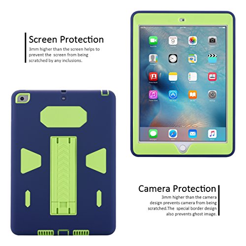New iPad 2017 9.7 inch Hülle, Snewill Hybride Stoßfest Verteidiger Rüstung Hohe Auswirkung Ganzkörper-Schutz Eingebauter Kickstand Sache Hülle Gehäuse für Apple New iPad 2017 9.7 inch- Navy Blue - 5