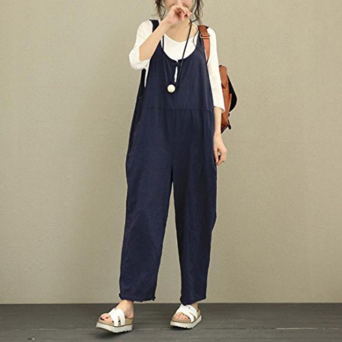 navy linen dungarees