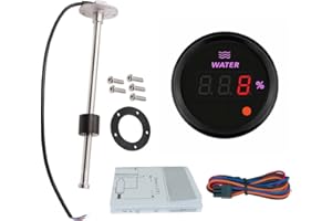 ELING Capteur de niveau d'eau de 275 mm - Signal 0 à 190 ohms - Avec indicateur de niveau d'eau numérique de 52 mm - Rétroéclairage 8 couleurs