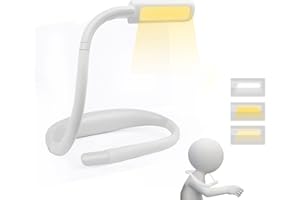 SAMLAK Lampara Lectura Para el Cuello, Luz Lectura, Luz Libro LED Rechargeable 1800mAh, Lampara Libro Cama Ajustable Brillo de 3 Colores, Reading Light Para Leer, Tejer, Reparar，blanco