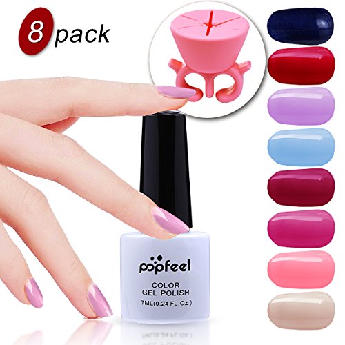 VALUE MAKERS® UV LED Aufloesbarer Farblack Gel Nagellack Nagelgel Set Mit Nagellack Halter und Aufbewahrungstasche(8x7ML Stücke)