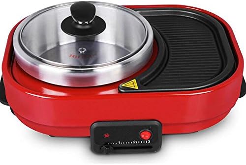 G&amp;Z Smokeless Portable Electric Barbecue Grill and Hot Pot Multi-function BBQ Non-stick Pan Adjustable Temperature Easy Clean 1500W Black