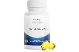 Huile de Lin - 60 capsules de 500mg - 1 mois - Gestion du Cholestérol, Santé Cardiovasculaire - Omégas 3, 6 & 9 - Huile issue de graines de lin Bio - Vegan - Fabrication Française - Dynveo