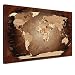 Produktbild LANA KK - Weltkarte Leinwandbild mit Korkrückwand zum pinnen der Reiseziele – „Worldmap Antik” - englisch - Kunstdruck-Pinnwand Globus in braun, einteilig & fertig gerahmt in 120x80cm