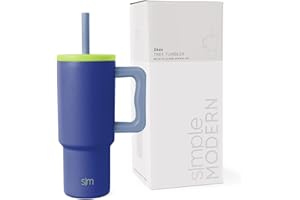 Simple Modern Thermobecher mit Silikonstrohhalm und Griff | Isolierter Edelstahl-Trinkbecher Eiskaffee-Reisebecher | Trek | 710ml | Asteroid