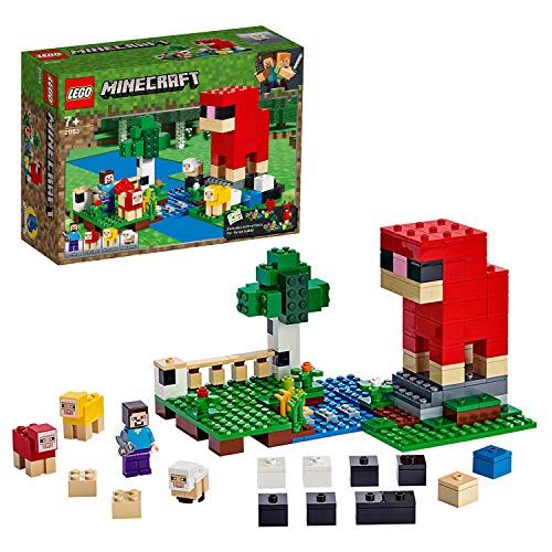 LEGO Minecraft - La Granja de Lana, Juguete de constucción inspirado en el videojuego, Incluye el bebe oveja, Novedad 2019 (21153)