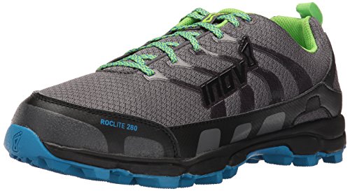 Inov-8 Men's Roclite 280 Trail Runner, Dark Green/Grey/Blue, 9 E US