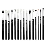 - Jessup juego de 15 pinceles profesionales de maquillaje, herramientas cosméticas, para pestañas, sombras, mango de madera, cepillos sintéticos, color perla/negro/plata T177