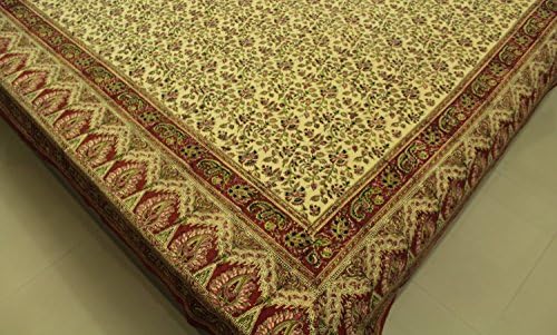 Cotton King Queen Full Hand Block Print Bedspreads Beige Ethnic Floral Bedding Sheets Natural Dye Bed Cover 86 x 102 Inches