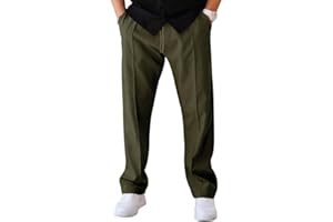 WINKEEY Pantalon Homme Léger Taille Élastique avec Cordon - Coupe Droite Bas Ouvert avec Poches - pour Travail, Sport, Décontracté