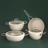 Jumbo Dublin Cream 7 Piece Granite Cookware Set