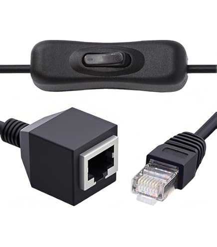 Câble Extension RJ45 Avec Interrupteur - Cat6, 3.3ft, Mâle à Femelle, Pour Ethernet, Routeur, PC, PS4