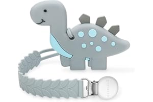 CLDY Teething Toys for Baby, Chew Toys for Autistic Children Dinosaur Grey, Baby Toys 3+ Months, Sensory Chew Toys, BPA Free Silicone Teether for Toddler Infant, Toddler Newborn Baby Shower Gifts