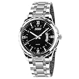 Vemupohal Business Quarz Uhr für Herren Edelstahl casual Kleid Datum Fashion Uhren 30 m Wasserdicht Luminous Armbanduhr Uhr für Herren