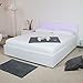 Produktbild Group Design Bett York weiß mit Struktur aus Holz und Geprüfte Beleuchtungs fy-1008