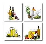 The Decor Shop - Canvas Prints Wine Bottle and Fruits Photos on Canvas Wall Art Stretched and Framed Modern Decor Paintings Giclee Artwork for Dinning Room Kitchen Decoration 12x12inch