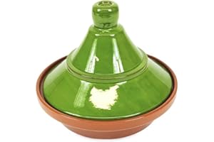 Verano Spanish Ceramics Selena Hand Dipped Glaze Large Tagine - Home Cooking Kitchen Restaurant Dining Décor Dishware Cookware Crockery Casserole Food Cooking Pot Serving Dish Gift - 27cm Green