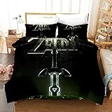 xikaiai Zelda Ensemble de Trois pièces pour la literie 3D Home Textiles Housse de Couette Microfibre Literie pour Adolescents Enfants Adulte Respirant et léger