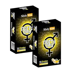 NOTTY BOY Banana Flavoured For Oral Condoms For Man And Woman - Pack Of (2x10s) Pleasant Smell, Transparent and Fruity Fragrance for Exciting Feelings