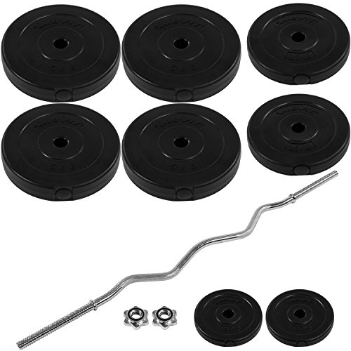 MOVIT® 35 kg Curlset SZ-Stange 120cm Curlstange gerendelt und verchromt mit Sternverschlüssen + 10 Gewichtsscheiben Hantelscheiben Curl Set Hantelset Scheibenaufnahme Ø 25mm - 4