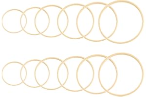 Nsiwem Aros de Madera 12 piezas Anillos de Madera de Bambú Anillos de Aro de Madera de Bambú Macramé Anillo 15cm- 27cm para Atrapasueños Manualidades