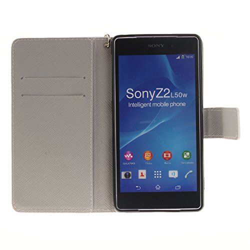 Sony Xperia Z2 Hülle,Sony Xperia Z2 Leder Brieftasche Hülle im BookStyle,SainCat PU Leder Wallet Case Lederhülle Folio Schutzhülle Ledertasche Hülle Bumper Handytasche Skin Schale Soft Backcover Handy Tasche Flip Cover Buchstil Klapptasche in Lederoptik mit Standfunktion Karteneinschub und Magnetverschluß Etui Flip Case fürSony Xperia Z2 (Malerei Owl) - 6