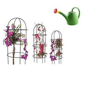 Green Touch Obelisk Trellis for Plant Support and Plant Stand - Set of 3 Plant Stand Stem Suppport with Free Free Garden Water CAN