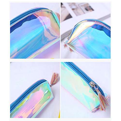 Estuche Fablcrew de grande capacidad  transparente  para maquillaje  la oficina    tiles de la escuela  21x5x7cm azul