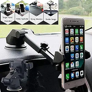 SEVAM Premium Car Mobile Phone Holder - Telescopic One Touch Long Neck Arm 360 Degree Rotation | Ultimate Reusable Suction Cup Mount for Dashboard Windshield Desktop up to 6.5 inch Mobile