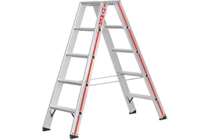 Hymer Stufenstehleiter 2x5 Stufen (beidseitig begehbar, verstärkte Stufen, Spreizsicherung) 802410