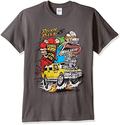 TLine Men's Ratfink Rock N Roll Sauce Graphic T-Shirt, Charcoal, Large