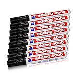 edding marker 3000 Spitze: Rundspitze Edding Permanentmarker 3000, Schwarz, 1, 5-3 mm, nachfüllbar, 8er-Pack