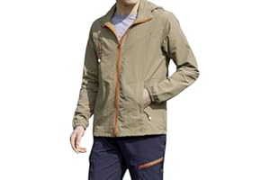 Herothorn Hombre Chaqueta cortavientos de secado rápido para transpirable ligera con capucha resistente al sol resistente al viento abrigo para exteriores