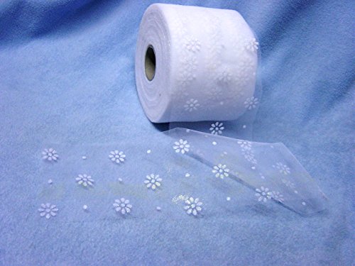 Dekoband, Glitzertüllband, Hochzeit, Floristik, weiß, 9,5 cm breit, 20 m Rolle