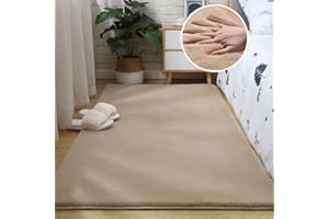 Ceneco Faux Rabbit Rug Ultra Soft Fur Rug Anti-Skid Floor Carpet Modern Area Rug Bedroom Floor Sofa Rugs for Living Room, Bedroom, Nursery, Kids Baby Room(Khaki,60x120cm)