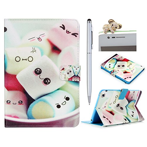 iPad mini 2 Lederhülle - Felfy Slim Full Body Cute Cartoon Sweet Candy Funny Eyes Muster PU Case Cover Etui Schutz Hülle Tasche für ipad mini 3 mini 2 mini 1 + 1x Koala Anti Stöpsel + 1x Silber Stylus