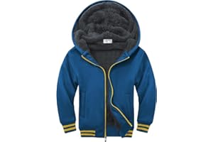 JACKETOWN Jungen Sweatjacke Gefüttert Kinder Hoodie Sweatshirt Kapuzenpullover Fleecejacke mit Kapuze Langarm Warme Winterjacke Classic Pullover mit Reißverschluss