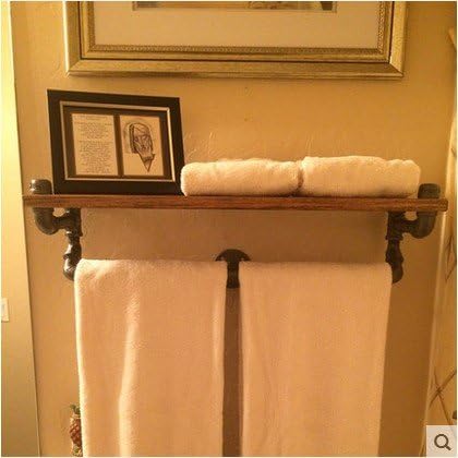 Village Retro Iron hose towel rack solid wood shelf rack