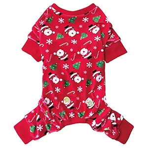 kyeese Christmas Dog Pajamas Santa Claus Dog Pjs for Small Dogs Holiday Dog Onesie Soft Velvet