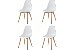 GrandCA HOME Nordica Silla de Comedor Pack 4 Sillas Comedor Madera Moderna para Oficina Cocina (Blanco-4 sillas)