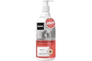 ANIMIGO Shampoo Antiparassitario per Gatti e Cani 500ml, Antiparassitario Cani e Gatti pH Equilibrato, Shampoo Ricco di Ingredienti Naturali, Antipulci Gatto