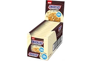 ‎SNICKERS Snickers White High Protein Cookie (12 x 60g) – White Chocolate & Peanut – 15g Eiweiß pro Cookie – Soft Baked – Ideal nach dem Training oder als Snack für zwischendurch